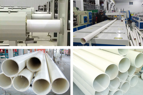 Pipa Diameter 75-250 Plastik PVC/UPVC/CPVC Lini Ekstrusi Tabung Saluran Listrik Dengan Inverter ABB
