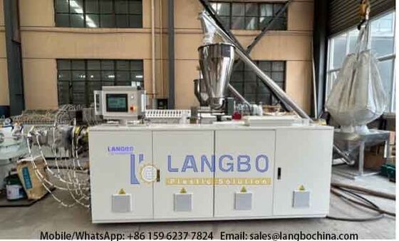 50-200mm PVC-U Pipe Extrusion Line Dengan 80/156 55kw Integrated Gearbox Dan  Motor