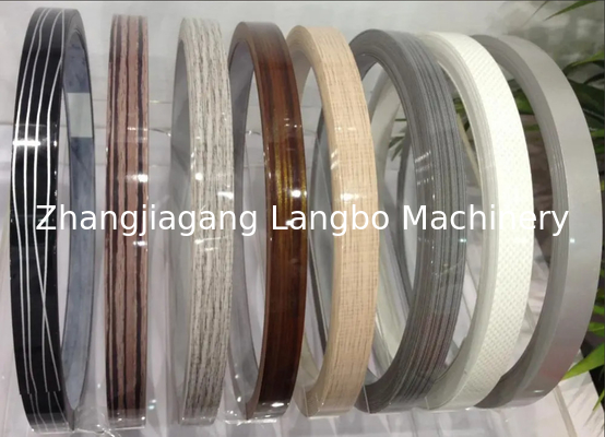 Tape tepi PVC produksi ekstrusi membuat mesin lembaran jenis PVC tepi banding tape sheet membuat mesin dengan mesin pemotongTape ekstrusi garis mesin extruder