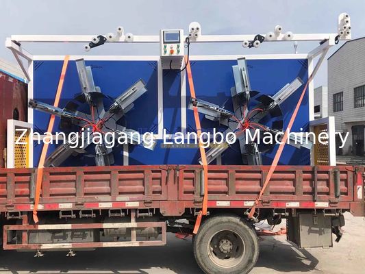 Mesin Penggulung Ulang Pipa Plastik Stasiun Ganda PE HDPE Pipa Bergelombang Winder Coiler