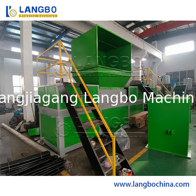 Double Shaft Plastic Recycling Shredder dengan kapasitas 500-1000KG/HR dan daya motor 37KW untuk pipa atau profil plastik