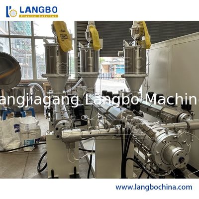 Plastik PPR Pipa Ekstrusi Line ABB Inverter Double Screw Berbagai Diameter